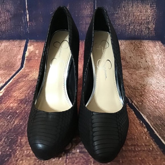 Jessica Simpson Sz 6B Nelson Black Snakeskin Pumps - Picture 5 of 13